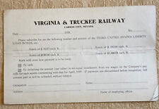 Virginia & Truckee RR Nevada 1918 Form for Employee War Bond Purchase picture