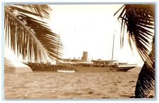 c1930's Steamship Vagabondia Life Boats Palm Trees Florida RPPC Photo Postcard picture