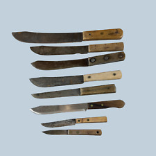 Lot Of 8 Vintage Butcher Knives Primitive - Ontario Knife Co, Ekco Forge, Etc. picture