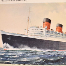 Vintage 1940s RMS Queen Mary Cunard Cruise Line Perforated Letter Card Postcard picture