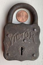 Vintage  Antique VICTOR Padlock - Embossed - No Key picture