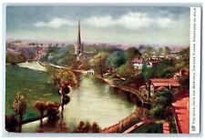 c1910 The Avon from Memorial Theatre Stratford on Avon Oilette Art Tuck Postcard picture
