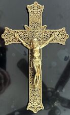 Vintage Jesus Crucifix Filigree Gold Gild Gallo NYC picture