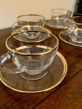 Vintage  Arcoroc French Gold Rimmed Glass Coffee/Tea Set For Four. Rare picture
