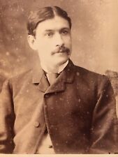  Newton Abbot Devon Serious Young Man In Suit 1886-Cabinet Card Original Photo. picture