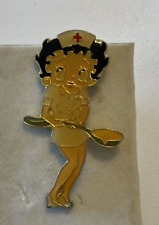 Vintage Retro Betty Boop Nurse w/ Spoon Full Of Medicine Lapel Pin picture