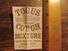 Antique Vintage Ephemera Quack Medicine Ad Togus Cough Mixture Augusta ME picture