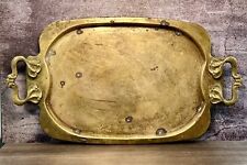 Vintage Brass Serving Tray With Ornate Handles Made In Korea 21” X 11.75” picture
