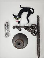 Cast Iron Rustic Black Cat Wall Hanging Dinner Bell  picture