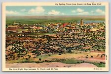 Original Old Vintage Antique Linen Postcard Image State Park Big Spring, Texas picture