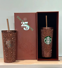 Starbucks Thailand Copper Crystal Rhinestone 25th Anniversary Tumbler 16oz Cup picture