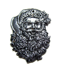 Santa Claus Pewter Christmas Tree Ornament Carson Vintage 1993 picture