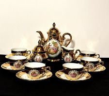Vintage Antique Bavaria Germany HANDARBEIT GOLD 22K DEMITASSE Tea Set 17 Pieces picture