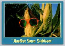 Another Iowa Sightseer Corn With Sunglasses Vintage Unposted Postcard picture