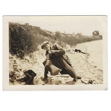 Vintage Snapshot Photo Dapper Young Man Wearing Cap Posing Near Water picture
