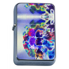 Neon Infared Flowers Em1 Flip Top Oil Lighter Wind Resistant With Case  picture