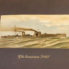 WW1  German Torpedo boat Imperial Navy V 138 ship war print original marine old picture