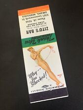 Vintage Girlie Matchbook “Zito’s Bar” Omaha, Nebraska • Front Strike Pinup picture