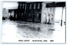1929's MB&S Muscatine Iowa IA Railroad Train Depot Station RPPC Photo Postcard picture