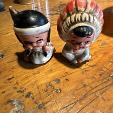 Vintage Native American Indian Children Salt and Pepper Shakers picture