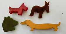 40's Bakelite Donkey Horse Pony Pin Brooch Gold Vintage Jewelry Antique picture