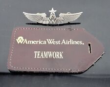 Early Authentic America West Captain Wings, Leather Tag  Original, back PO168 picture