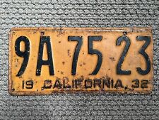 1932 California License Plate #9A 75 23 original vintage picture