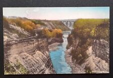Letchworth State Park River from Portage Bridge, NY Hand-Colored Postcard Unsent picture