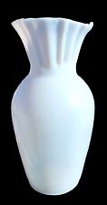 Antique Milk Glass Vase Hand Blown Ruffled Crimped White Pontil Mark   picture
