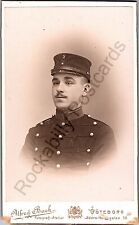 Goteborg, Sweden 1890's CDV Handsome Young Soldier with Mustache In Dress Hat picture