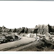 c1930s Badlands, South Dakota RPPC Dillon Pass Real Photo Postcard Road Rise A5 picture