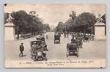 Foreign Paris Champs Elysees Horse Carts & Cars c1907 Postcard 3b picture