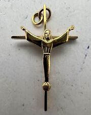 Antique Collectible Gold Plated Resurrected Jesus Crucifix Pendant picture