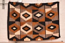 Antique Navajo Rug Textile LG Native American Indian Geometric 55x39 Weaving VTG picture