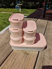 6 pc Lot Vintage Tupperware Modular Mates Oval w/Pink Lids Seals 1612 1613 1614 picture