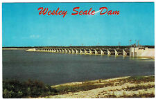Wesley Seale Dam, Mathis, Texas 1950-60s vintage chrome postcard picture