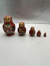 Vintage Small Wooden Russian Nesting Doll Matroshka 5 Piece Set picture
