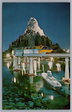Disneyland Matterhorn Mountain Monorail Submarine Night View Postcard picture