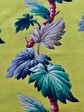 Orgasmic Art Deco 30s Crazy Hawaiian Aloha Chartreuse Barkcloth Vintage Fabric picture