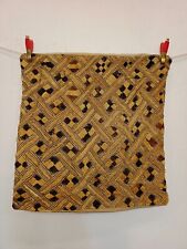 Vintage Hand Made Kuba African Raffia Congo Traditional Cloth Cushion Cover picture