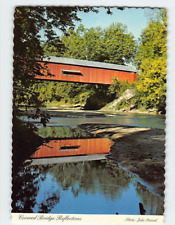 Postcard Cox Ford Covered Bridge Reflection Indiana USA picture