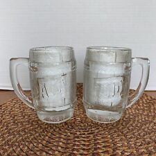 2 Vintage Dad's Root Beer Barrel Mug Vintage Heavy Glass Mug Soda Pop Pair picture