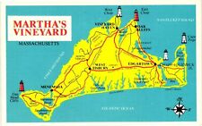 Vintage Postcard- MAP OF MARTHA'S VINEYARD, MA. picture