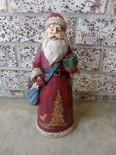 Santa Claus Old World Folk Art Resin Carved Wood look picture
