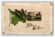 1915 A Happy New Year John Winsch Embossed  Roanoke IL Artist Signed Postcard picture