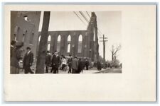 1908 Disaster Fire Ruins Building Crowd Chelsea MA RPPC Photo Unposted Postcard picture