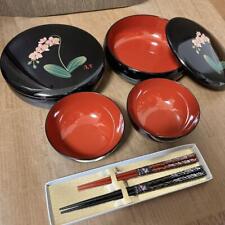 Pair Set, Lacquerware, Bowl, Of Chopsticks, Chirashi Sushi, And Rice Bowls. picture