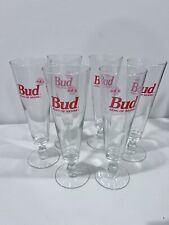 (6) Budweiser Bud King of Beers 10 oz Flute Pilsner Glasses picture