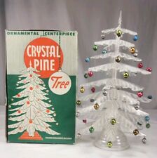 Vintage Peerless Crystal Pine Christmas Tree  Plastic Centerpiece 1950s w/ Box picture