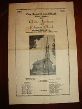 150th Anniversary Christ Lutheran & Reformed Church Shoenersville, Pa 1930 picture
